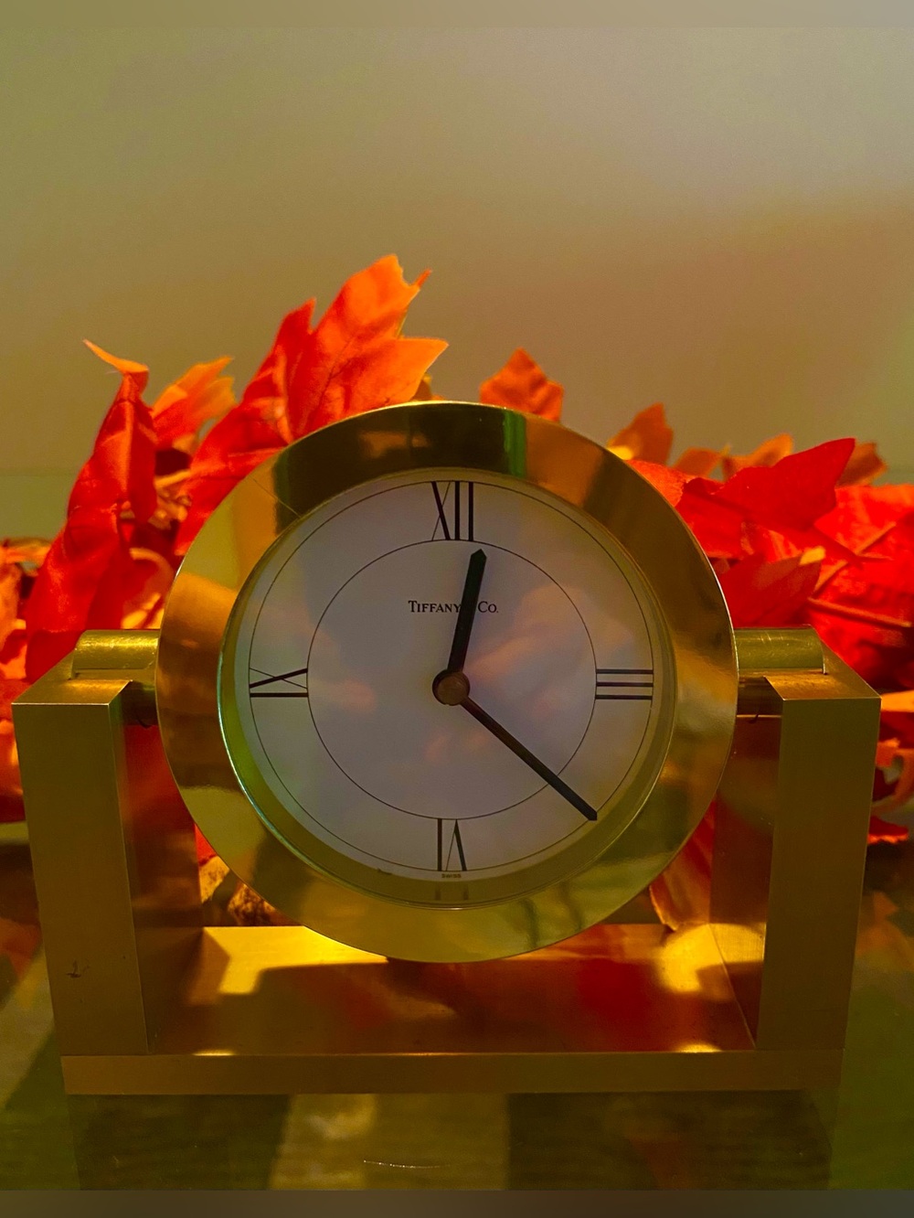 Vintage 1989 Tiffany & Co. Solid Brass Desk Clock - Gorgeous Patina. A Treasure.